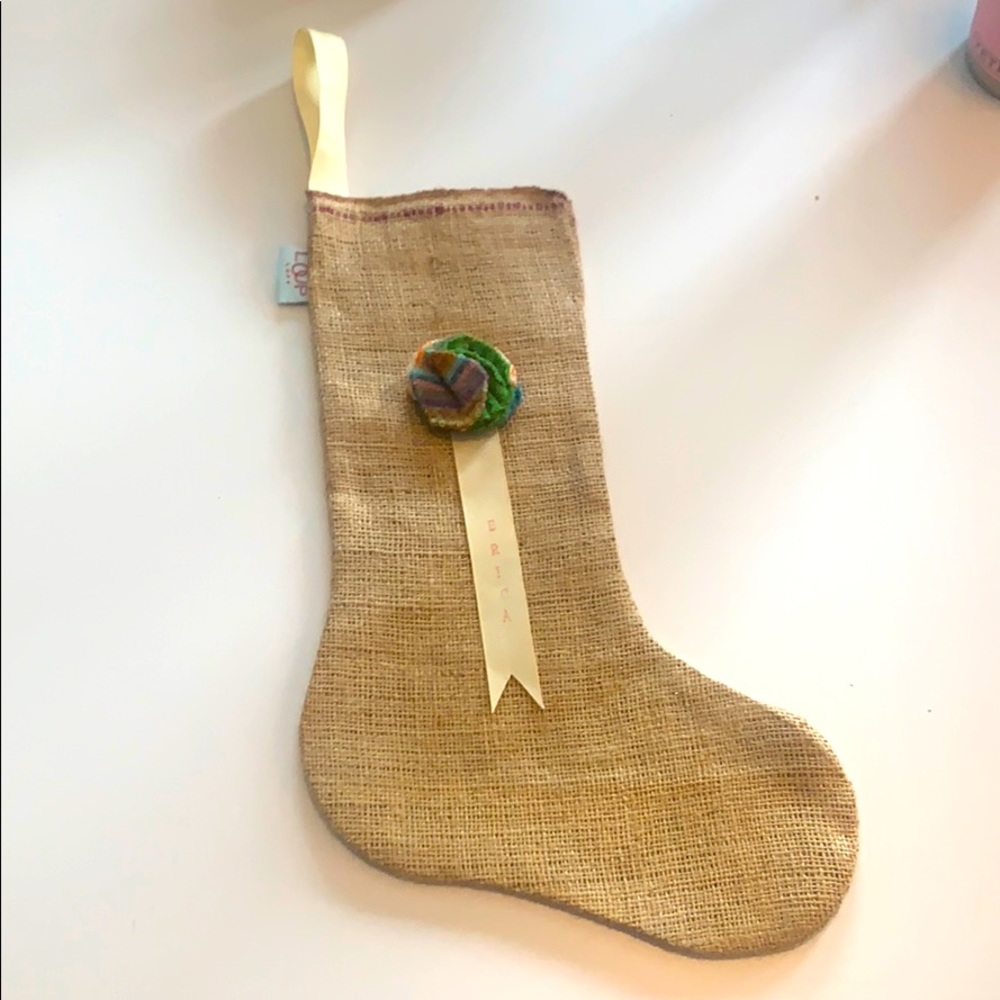 Burlap Embellished Christmas Stocking